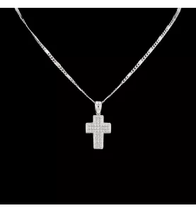 Collier or gris Pendentif Croix