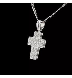 Collier or gris Pendentif Croix