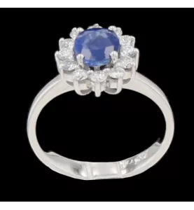 Bague or gris saphir et diamants