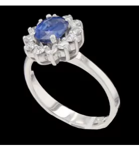 Bague or gris saphir et diamants