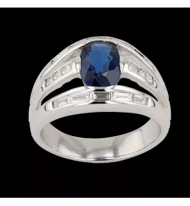 White gold sapphire and diamond ring