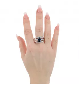 White gold sapphire and diamond ring