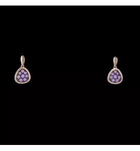 Boucles d'oreilles or rose améthystes et diamants