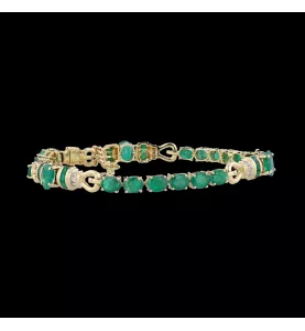 Tennis bracelet Emeralds diamonds