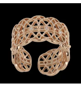 BAGUE DENTELLE OR ROSE DIAMANTS