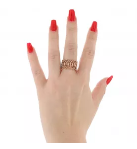 BAGUE DENTELLE OR ROSE DIAMANTS