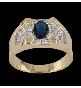 YELLOW GOLD SAPPHIRE AND DIAMOND RING