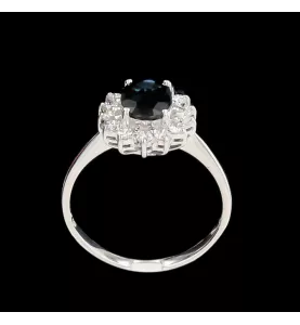 BAGUE OR GRIS SAPHIR ET DIAMANTS