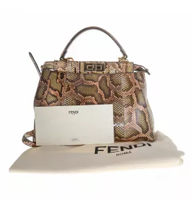 FENDI BORSA PEEKABOO IN PITONE BEIGE