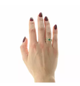 RING AUS GELBGOLD SMARAGD