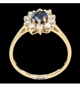 YELLOW GOLD SAPPHIRE AND DIAMOND RING