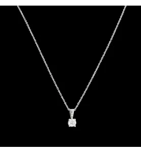 Collana con solitario di diamanti in oro bianco 0,34 carati