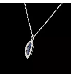 Necklace and pendant in white gold, sapphires and diamonds.